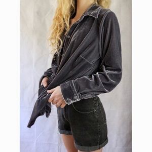 Croft & Barrow Velour Gray Grey Button Up Shirt !